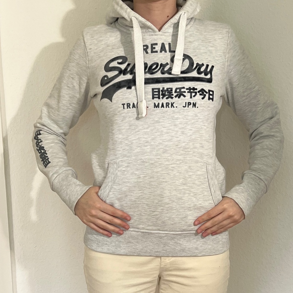 Superdry Unisex Grey Vintage Logo Spirit of Japan Pullover Hoodie Suze S